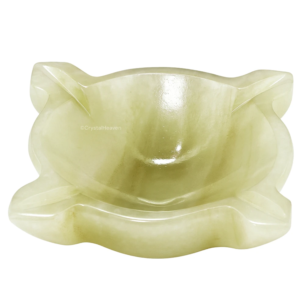 Green Aventurine (Light) Crystal Diya - 4 Batti
