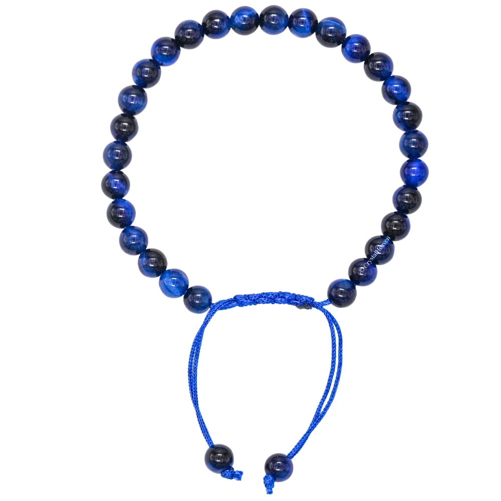 Blue Cats Eye Healing Crystal Bracelets - 6mm Beads (Adjustable)