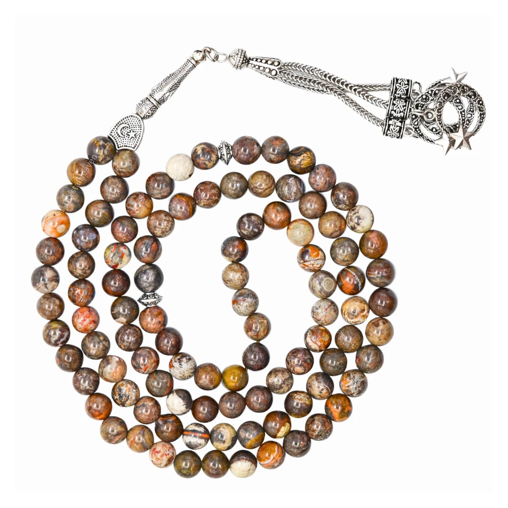 Brown Opal Crystal Tasbih (Silver)