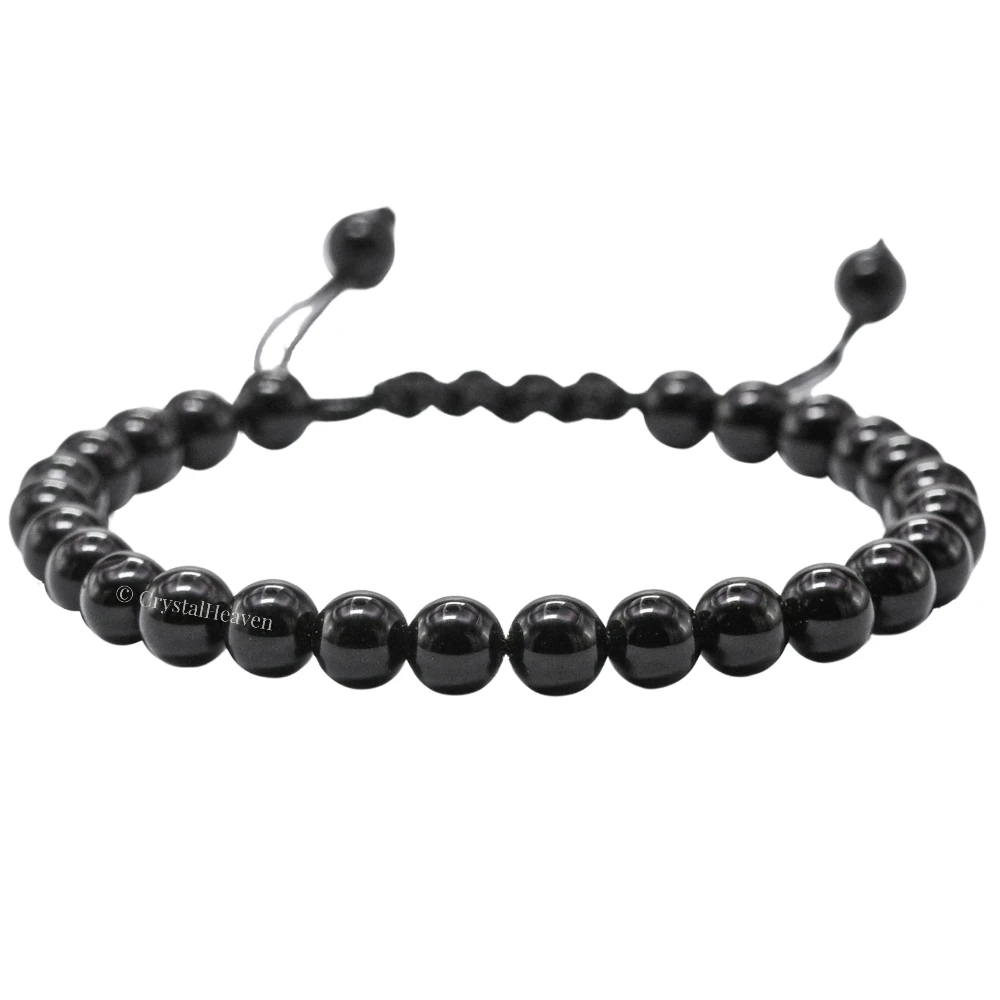 Black Obsidian Healing Crystal Bracelets - 6mm Beads (Adjustable)