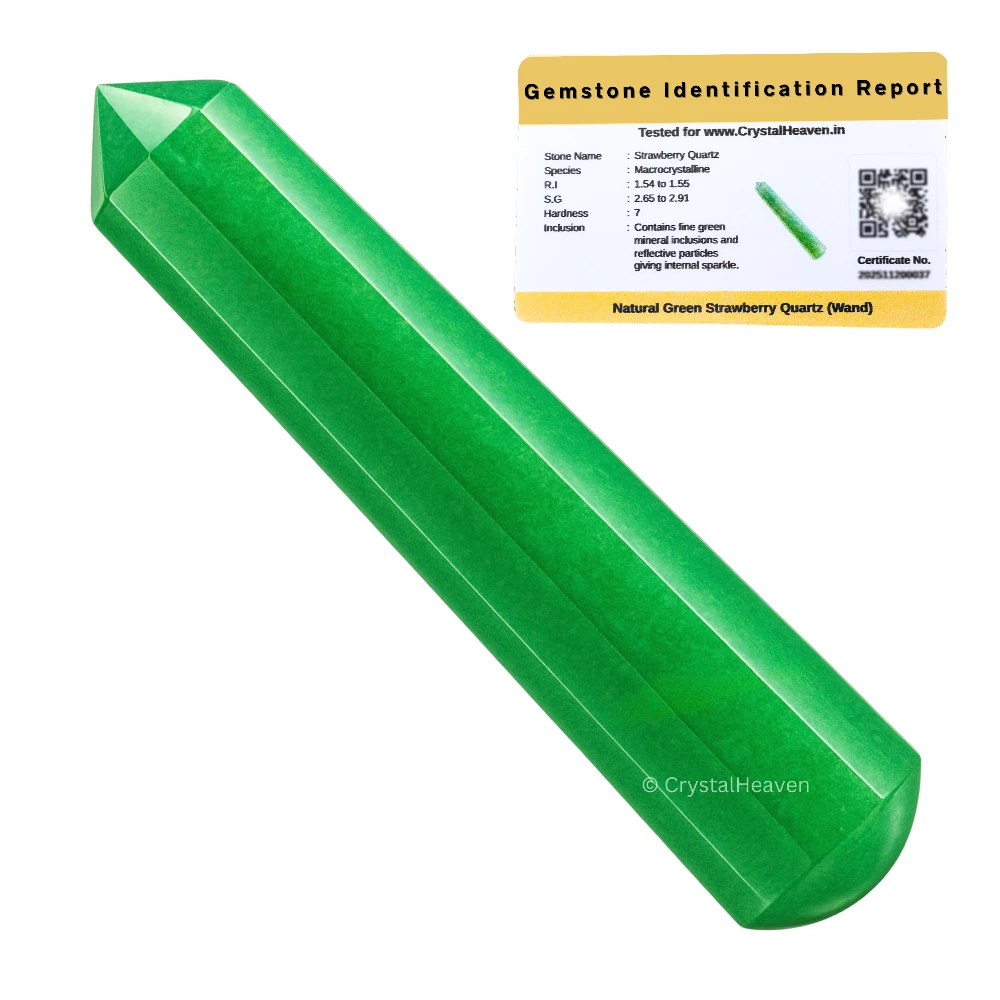 Green Strawberry Quartz Wand (Faceted)