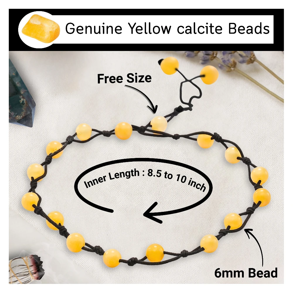Yellow Calcite Anklet (Hand Knotted)