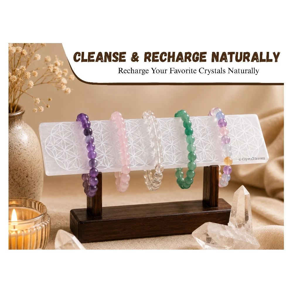 Selenite Charging Plate Stick with Flower of Life