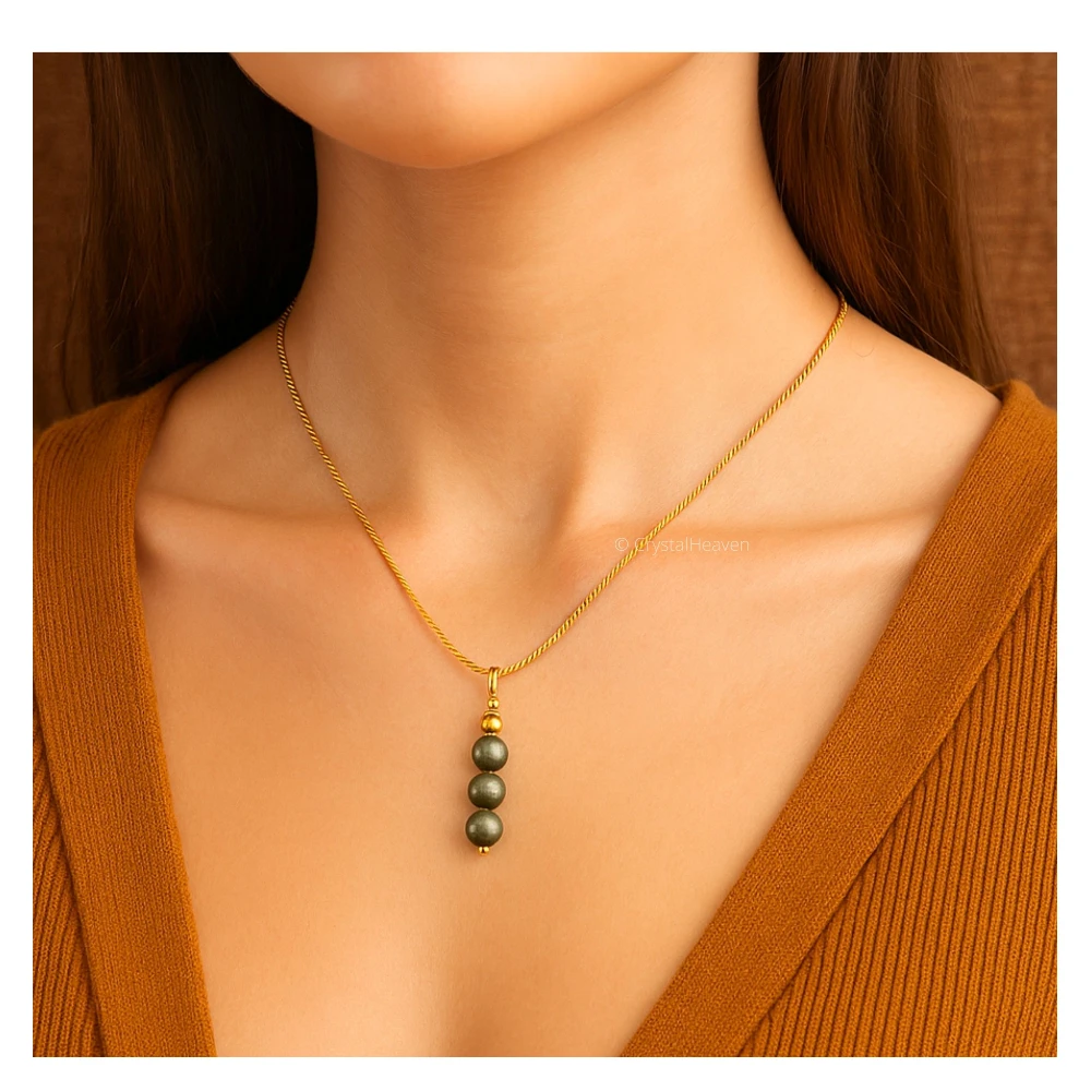 Pyrite Crystal Bead Necklace (Gold)