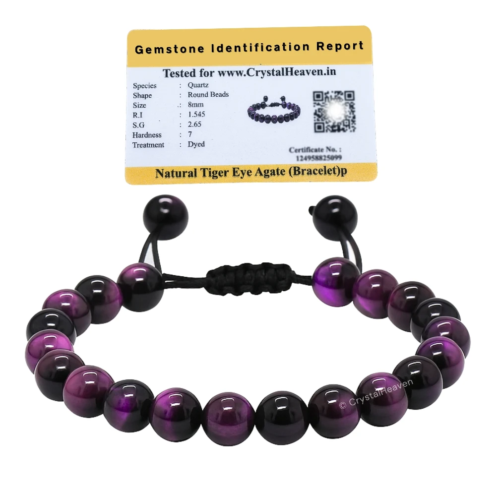 Purple Tiger Eye Bracelet (Adjustable)