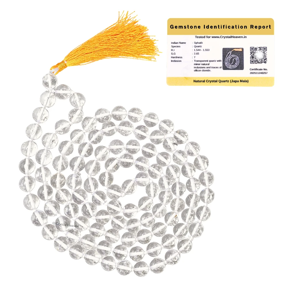 Sphatik Mala - AB Grade 108 Beads (8mm) (Hand Knotted)