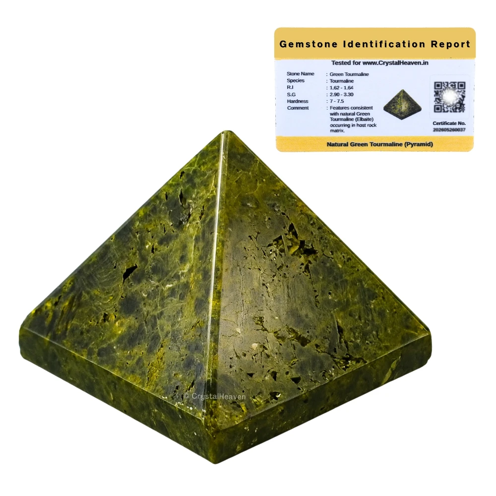 Green Tourmaline in Matrix Pyramid (2 Inch)