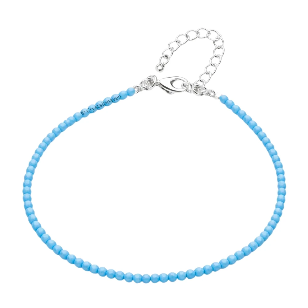 Turquoise Howlite Anklet - 2mm Faceted Beads (Silver)