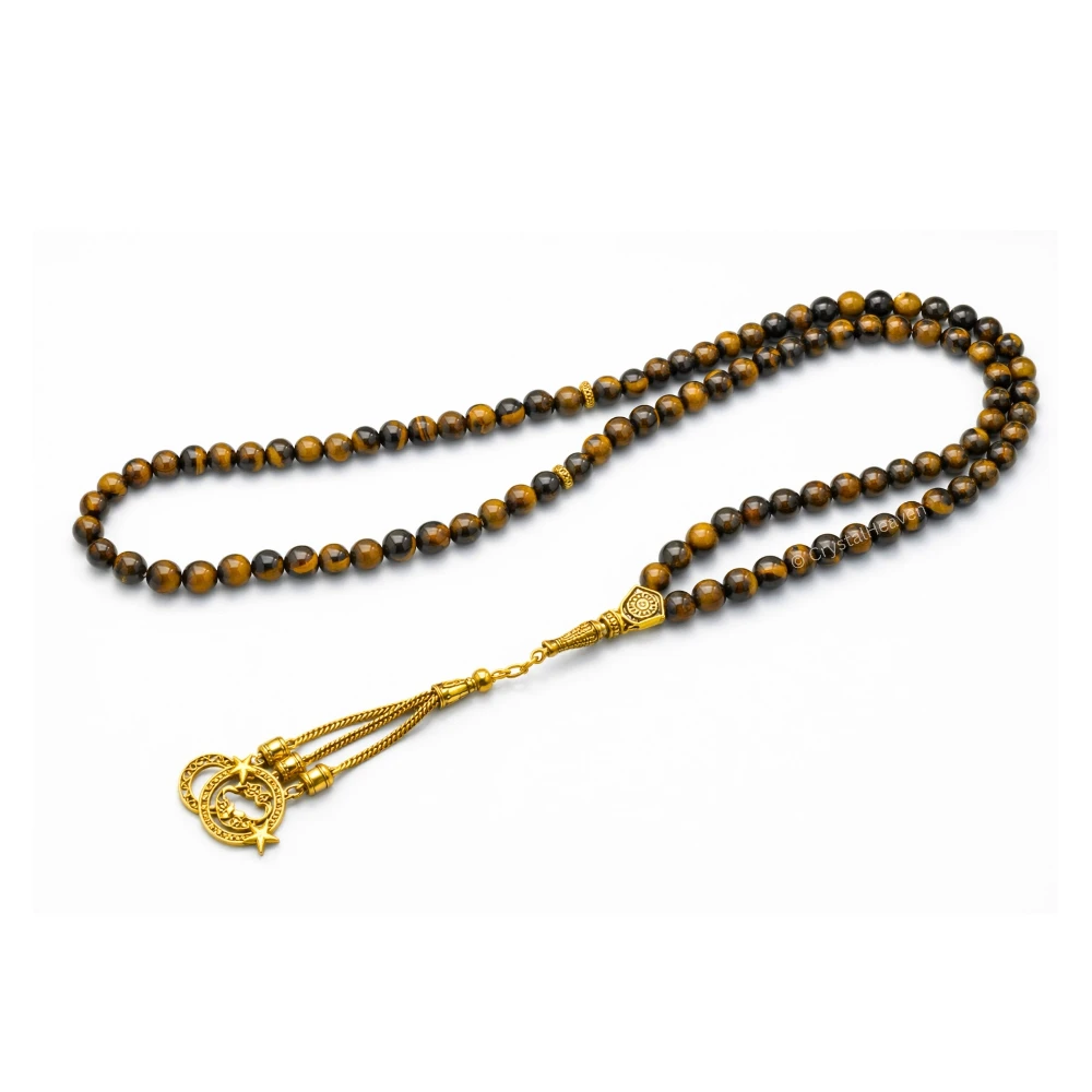 Tiger Eye Crystal Tasbih (Gold)
