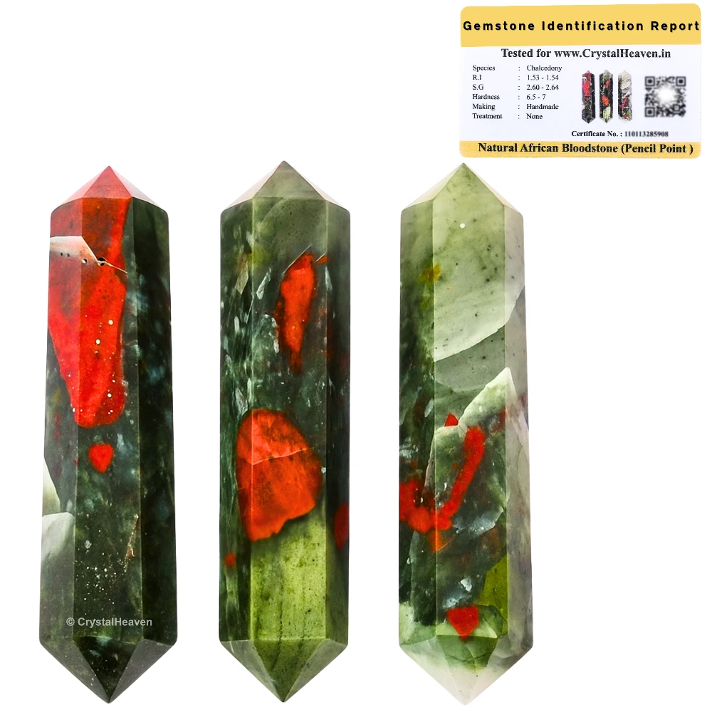 African Bloodstone Pencil Points (Double Terminated) (Set of 10)