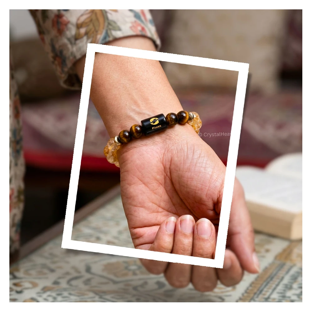 Pisces Bracelet (मीन राशि) - Citrine & Tiger Eye