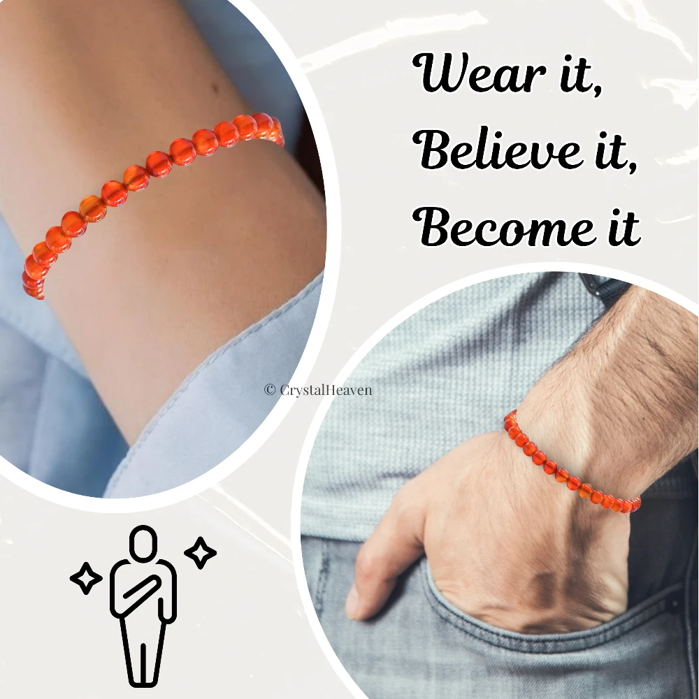Carnelian Healing Crystal Bracelets - 6mm Beads (Adjustable)