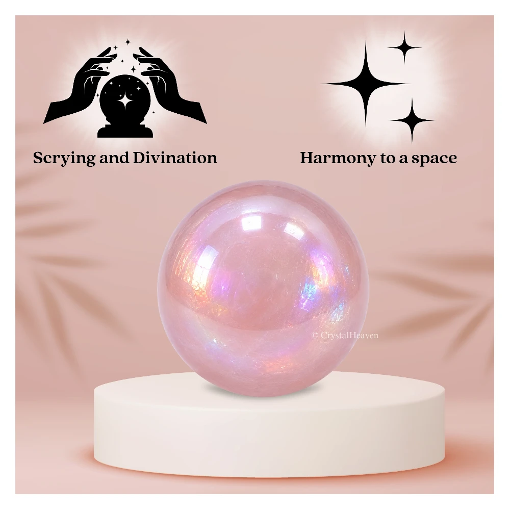 Angel Aura Rose Quartz Sphere (1 Inch)
