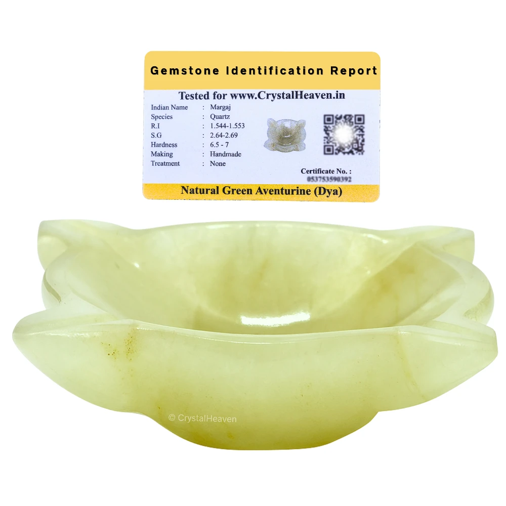 Green Aventurine (Light) Crystal Diya - 4 Batti