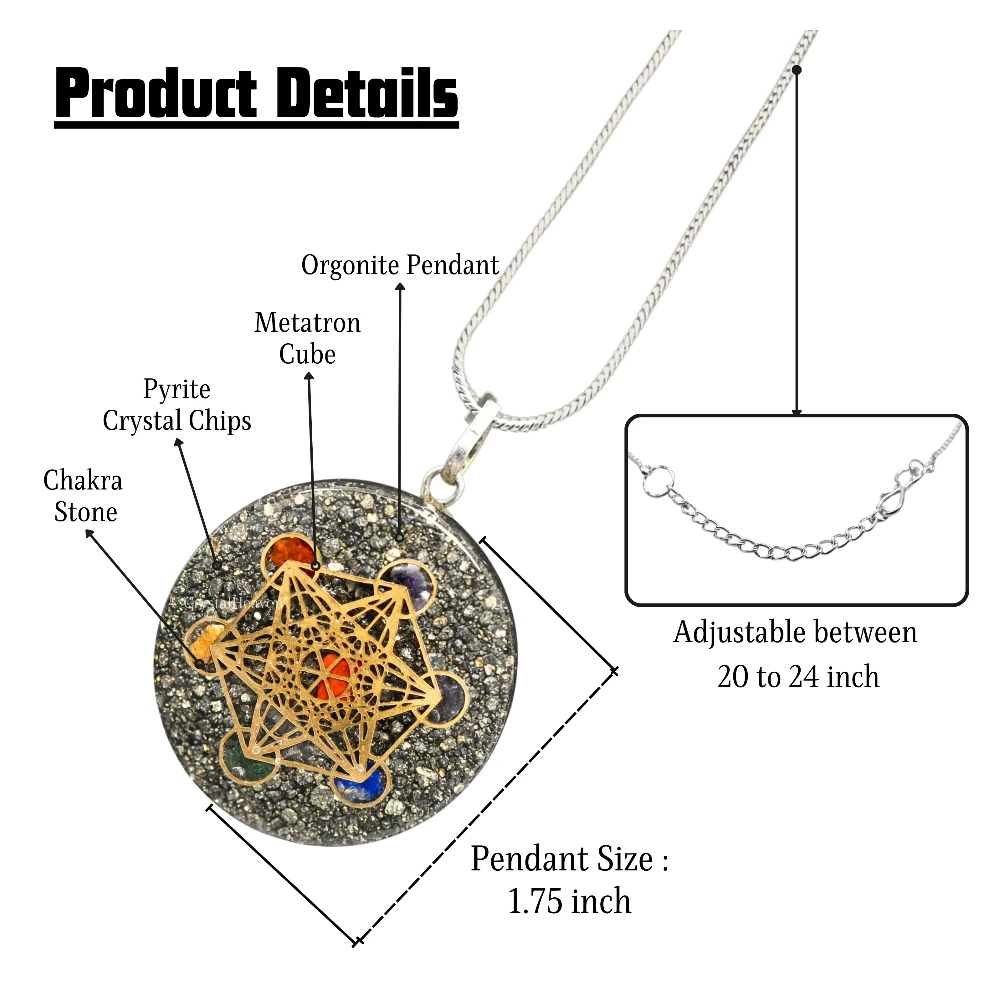 Pyrite Crystal Orgone Pendant - Metatron Cube