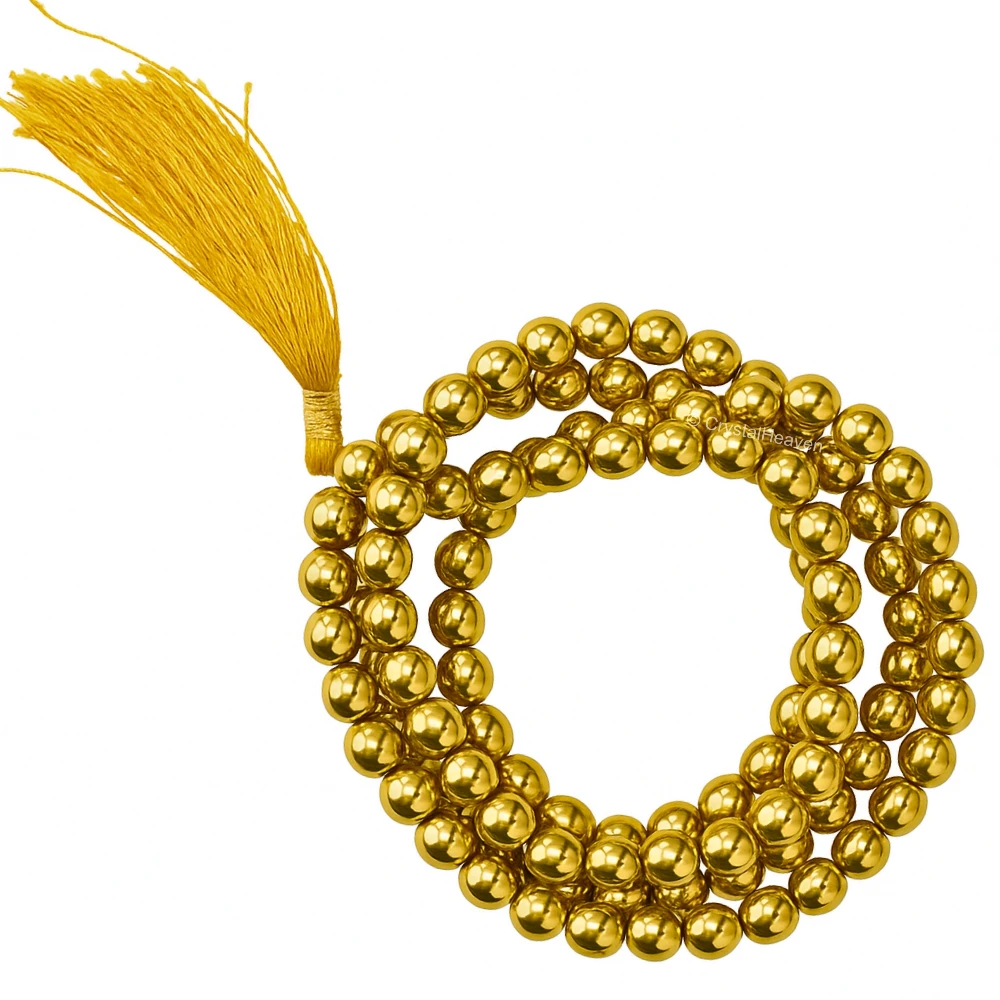 Golden Hematite Japa Mala (Without Knot)