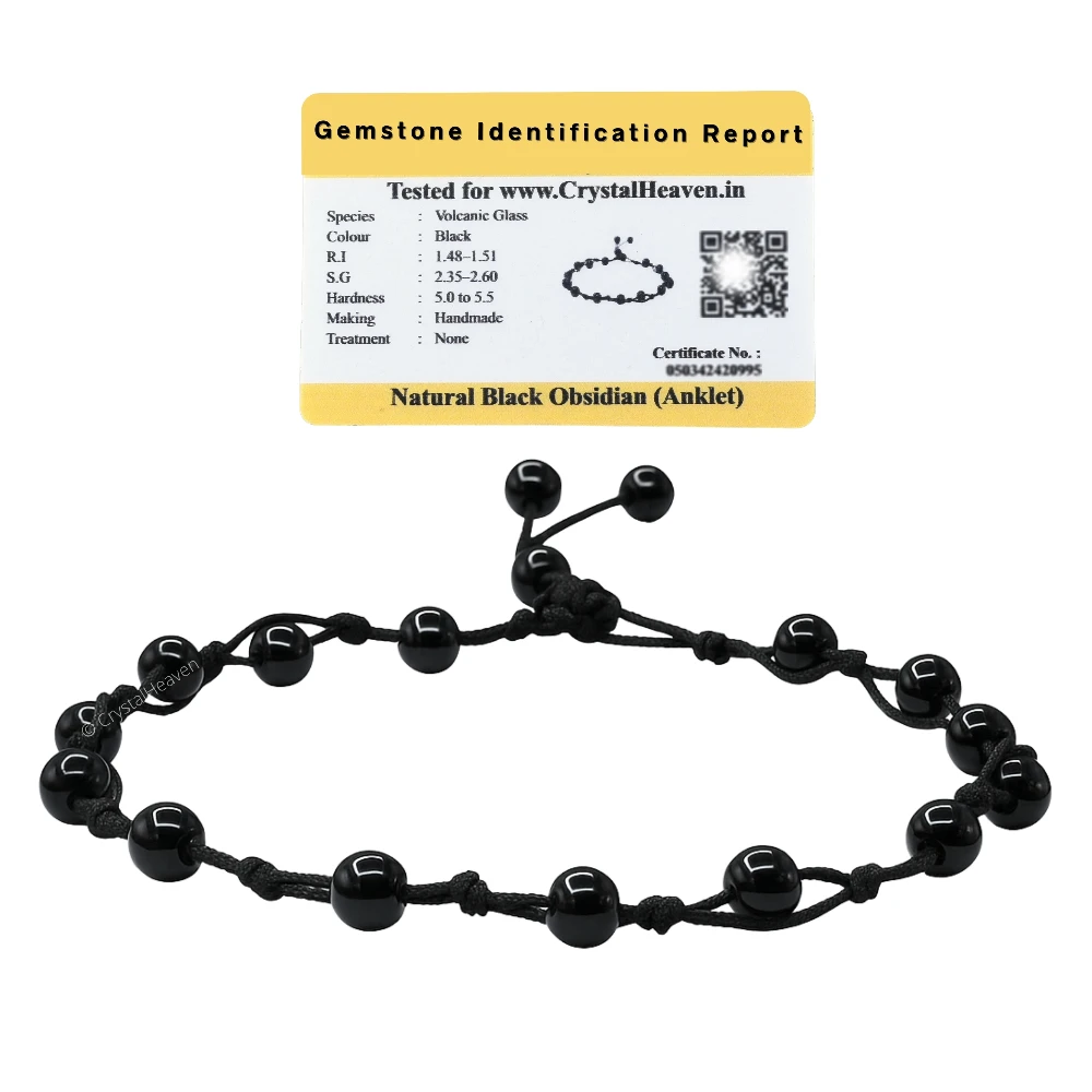 Black Obsidian Anklet (Hand Knotted)