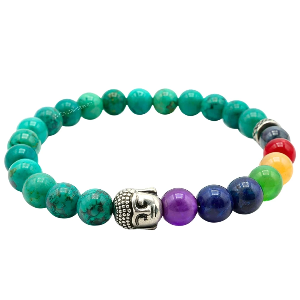 Turquoise Howlite Chakra with Buddha Bracelet (Elastic)