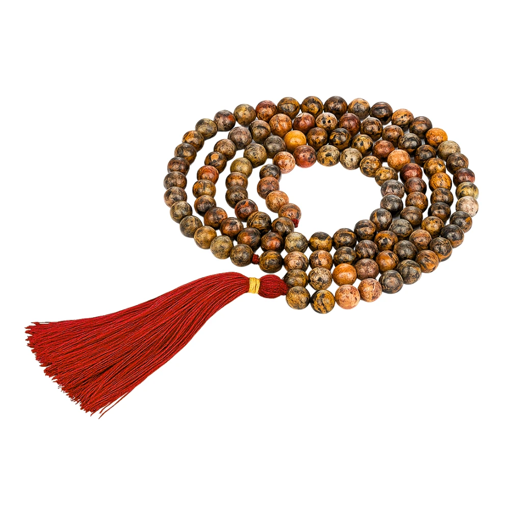 Leopard Jasper Japa Mala (Without Knot)