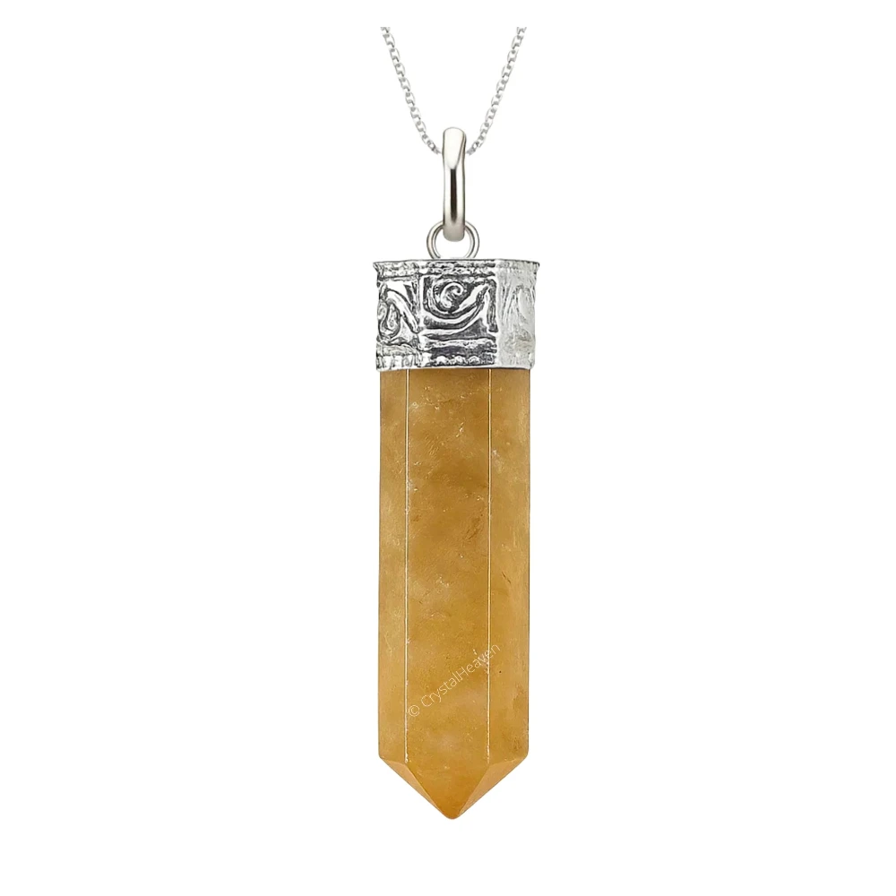 Citrine Necklace - Pencil Point (Silver)