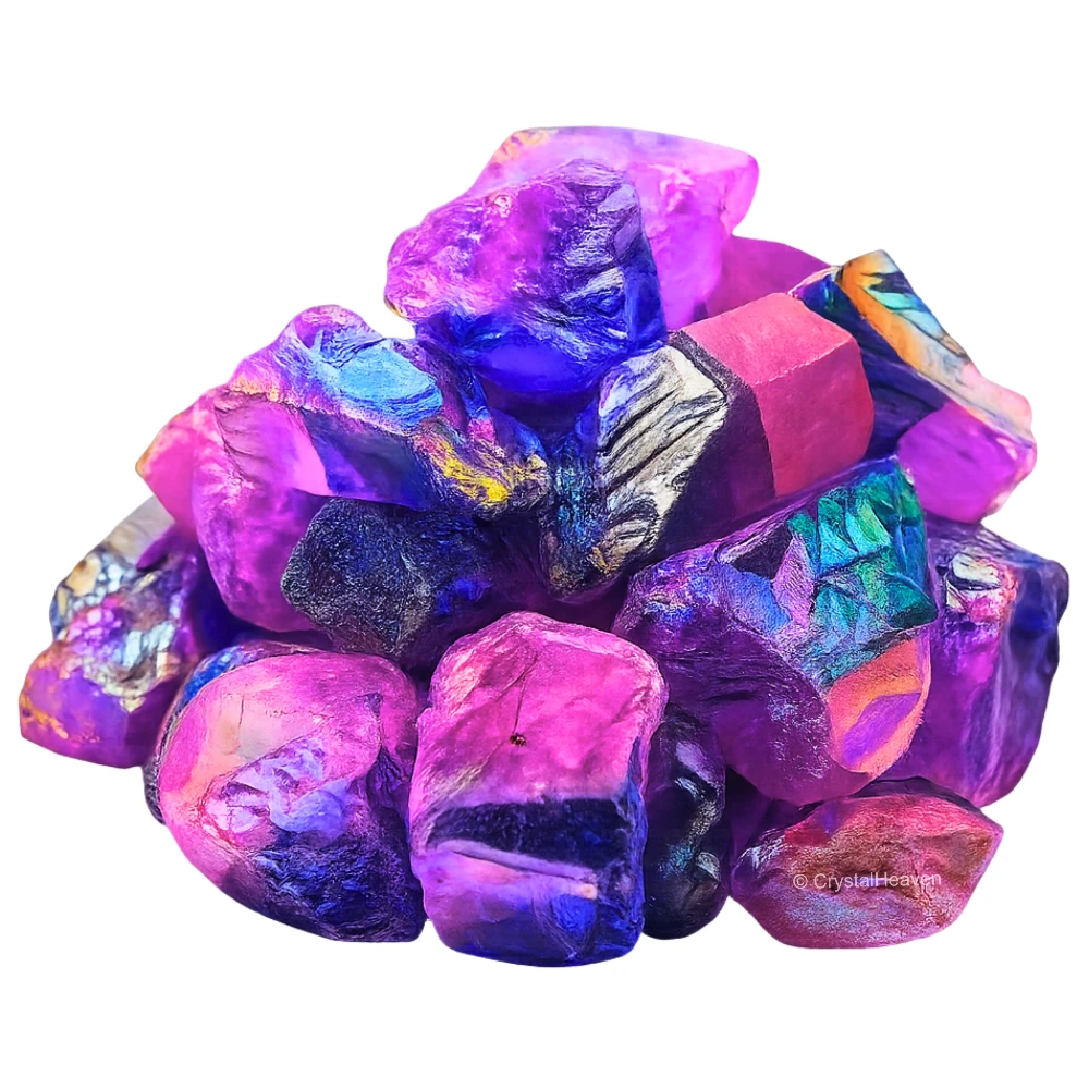 Raw Rose-Tanzine Aura Quartz Crystals (2 Pieces)