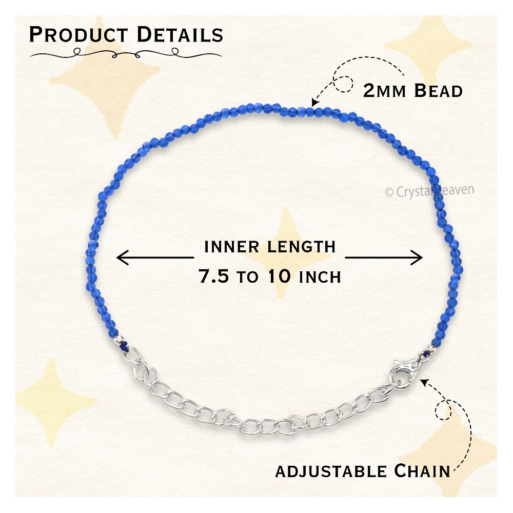 Dark Blue Chalcedony Bracelets - 2mm Faceted Beads (Silver)