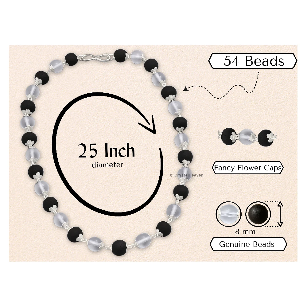 Karungali and Sphatik Mala Necklace (Silver Chain)