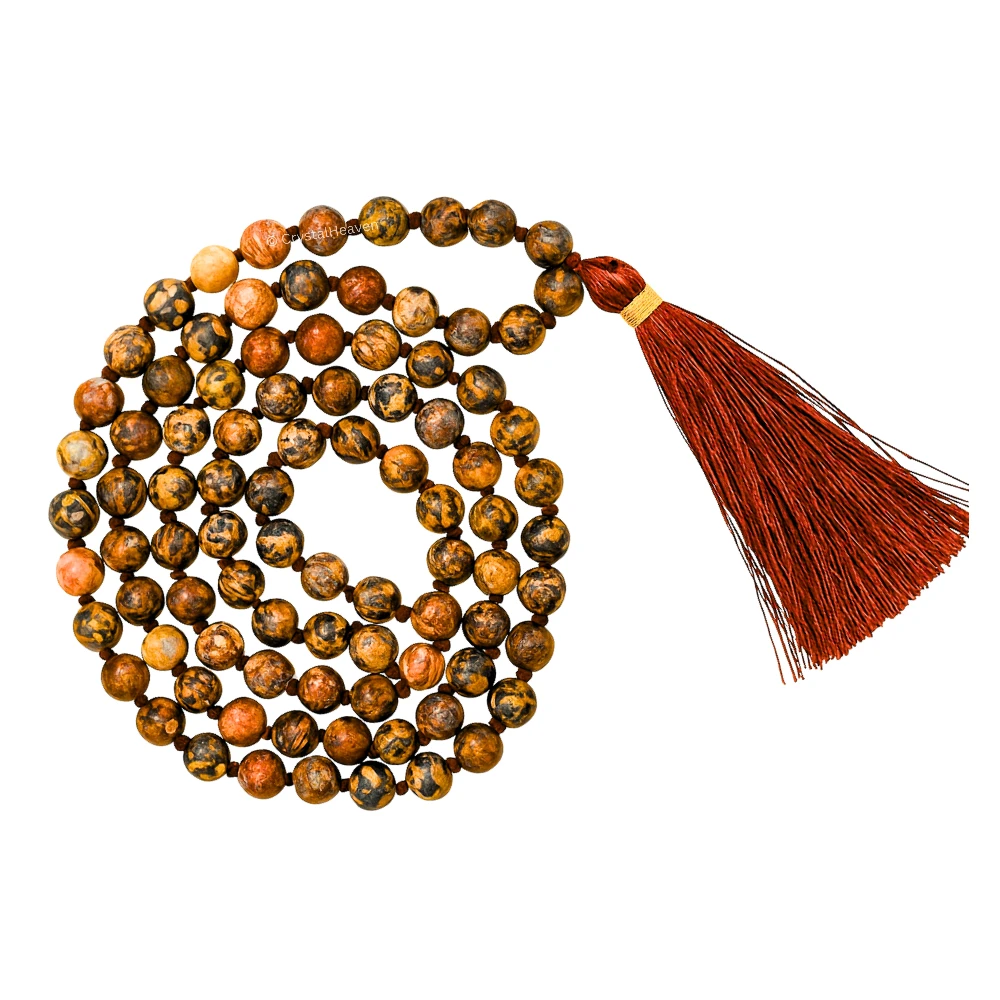 Leopard Jasper Japa Mala (Hand Knotted)