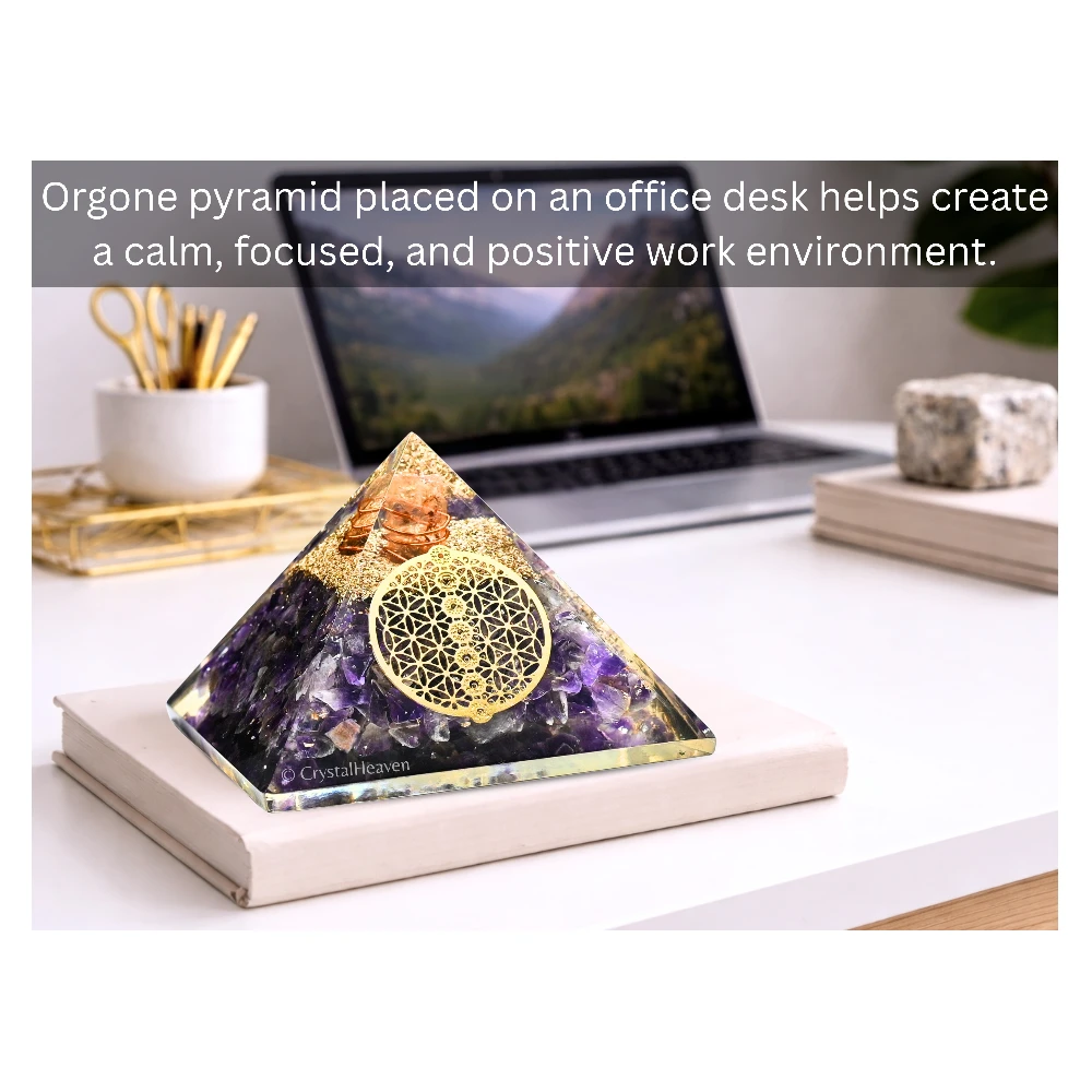 Amethyst Orgone Pyramid (Chakra Flower of life)