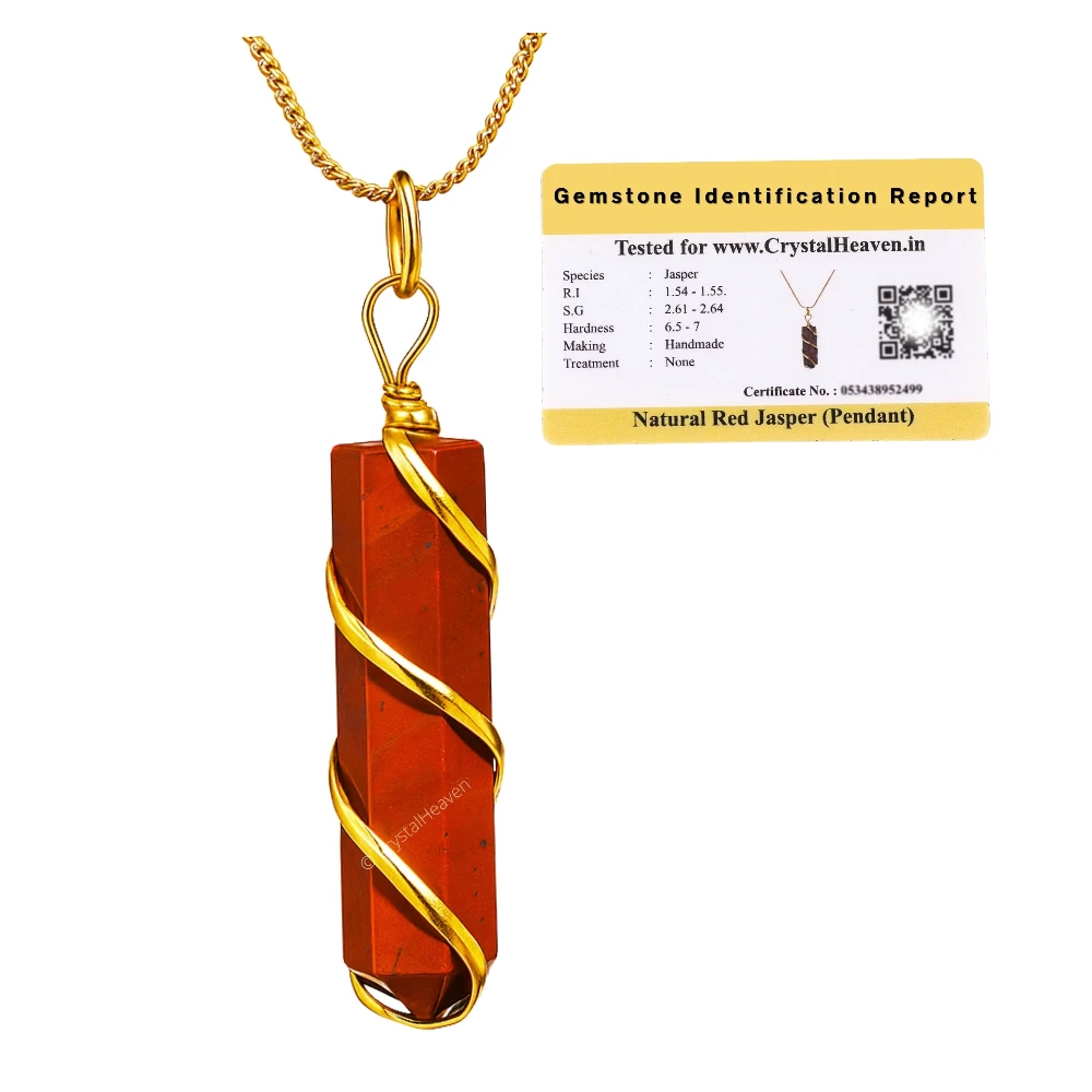 Red Jasper Necklace - Spiral Pencil Point (Gold)