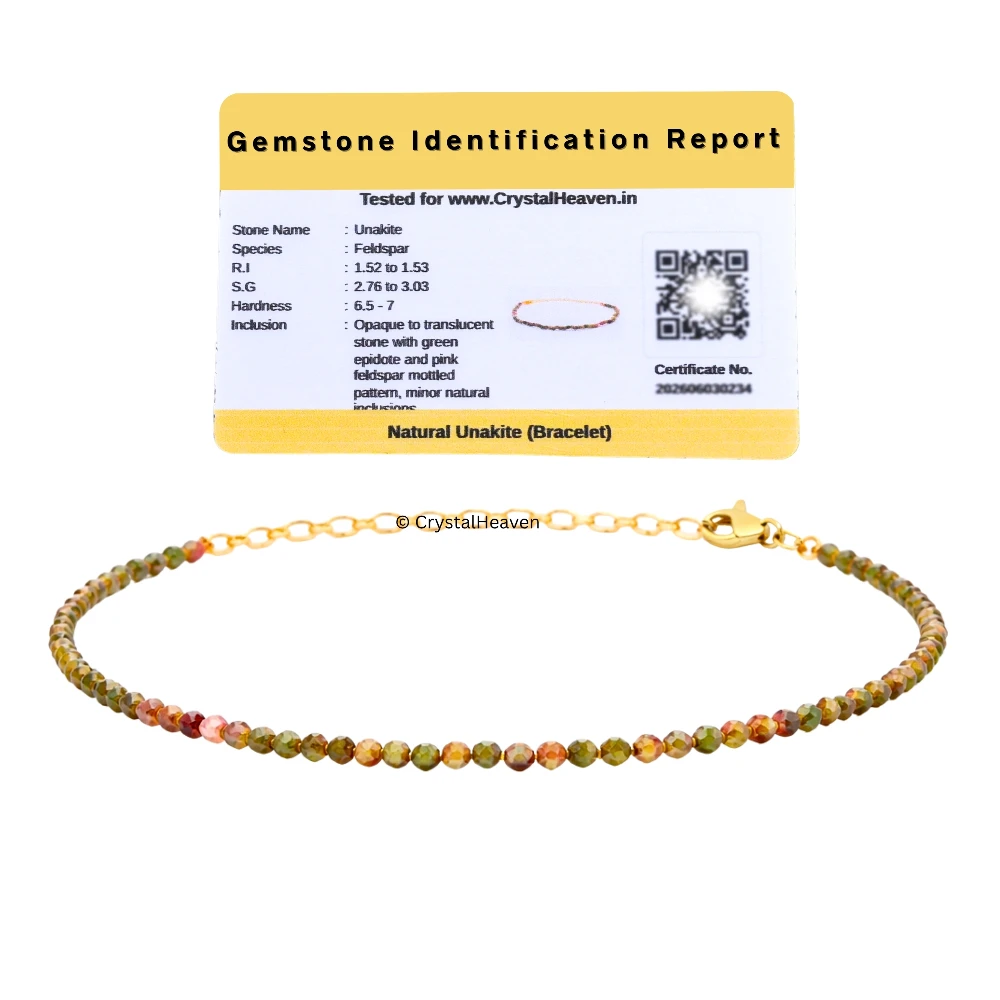 Unakite Bracelets - 2mm Faceted Beads (Gold)