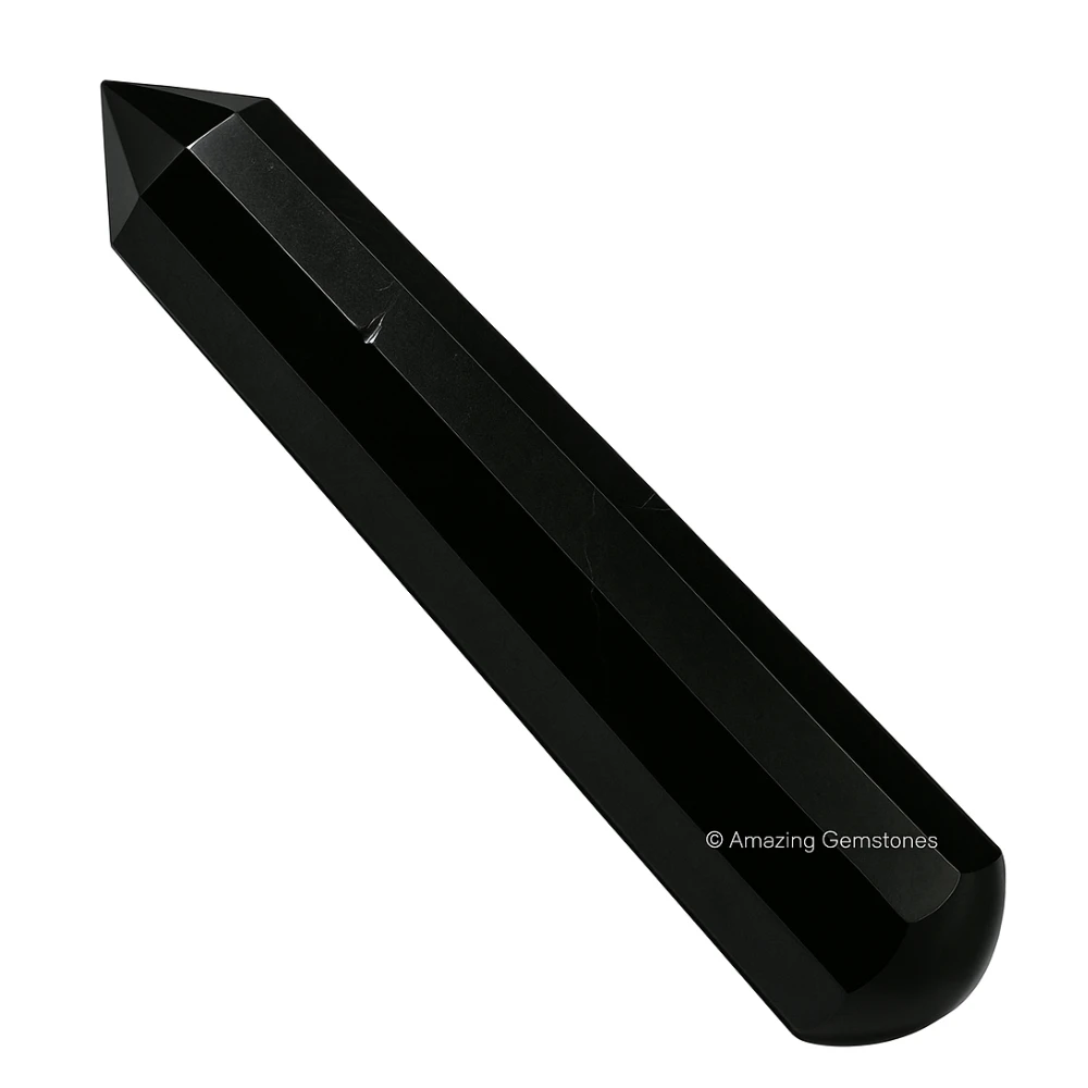 Black Tourmaline Wand (Faceted)
