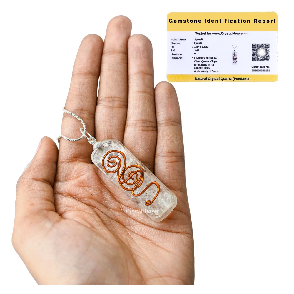 Clear Quartz Crystal Orgone Pendant - Rectangle