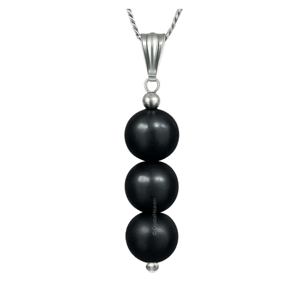 Shungite Crystal Bead Necklace (Silver)
