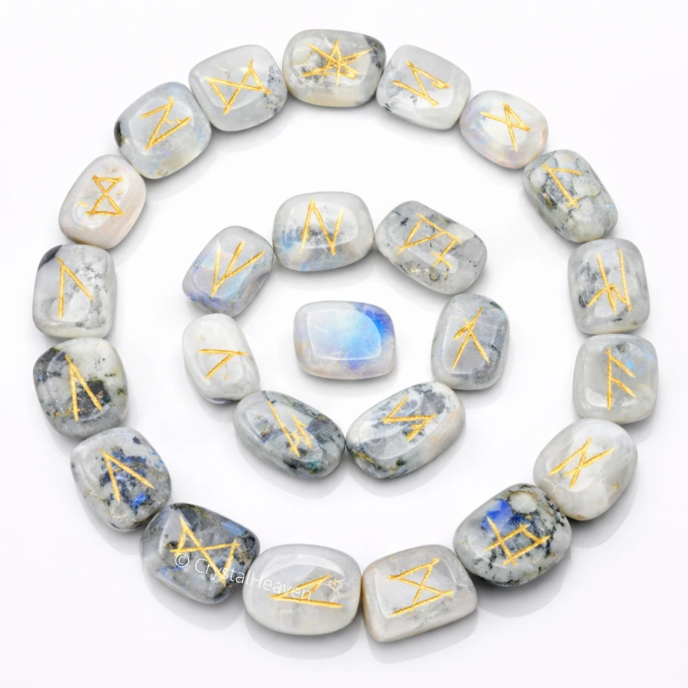 Rainbow Moonstone Rune Stones Set