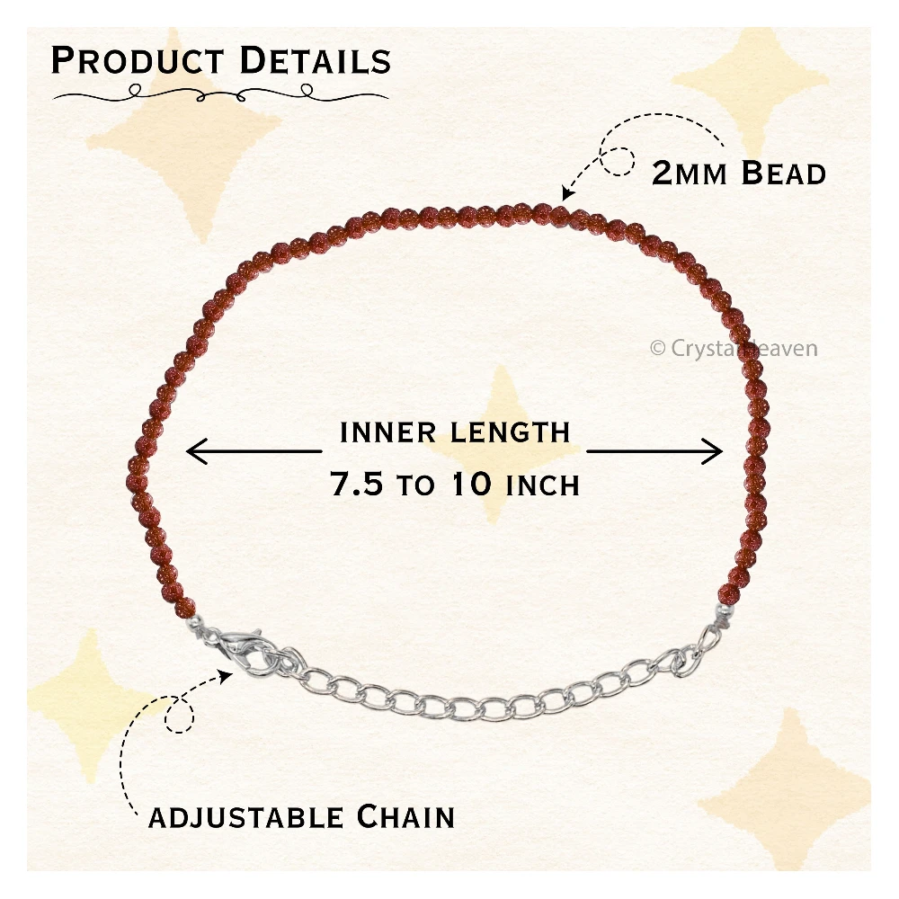Red Goldstone Bracelets - 2mm Faceted Beads (Silver)