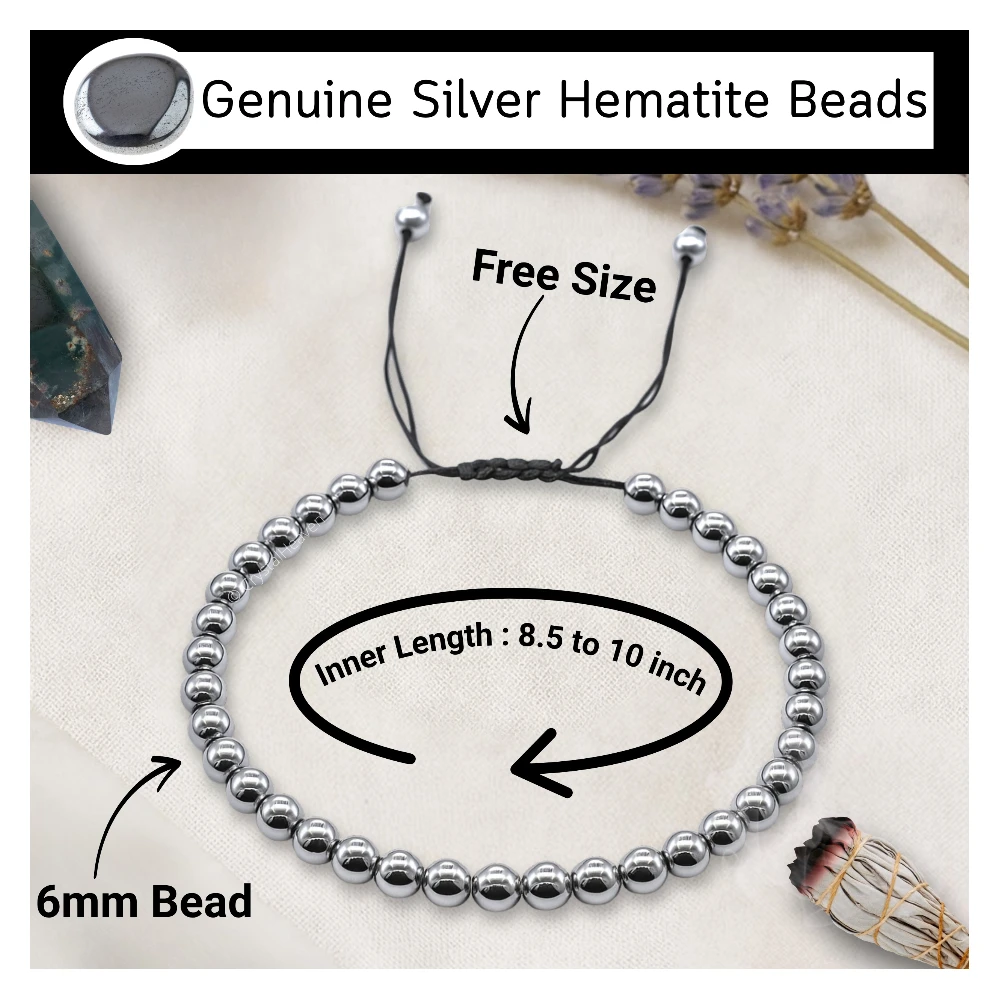 Silver Hematite Anklet (Without Knot)