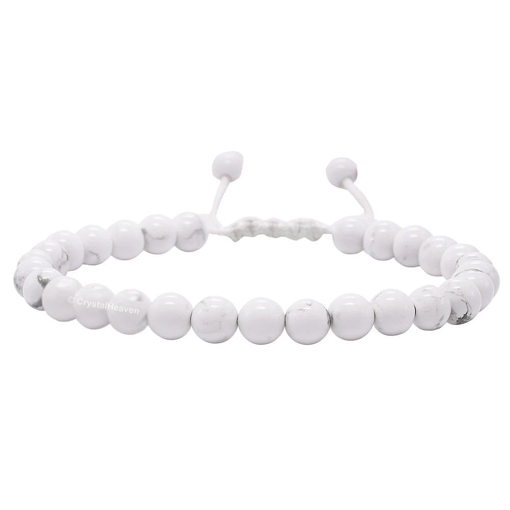 Howlite Healing Crystal Bracelets - 6mm Beads (Adjustable)