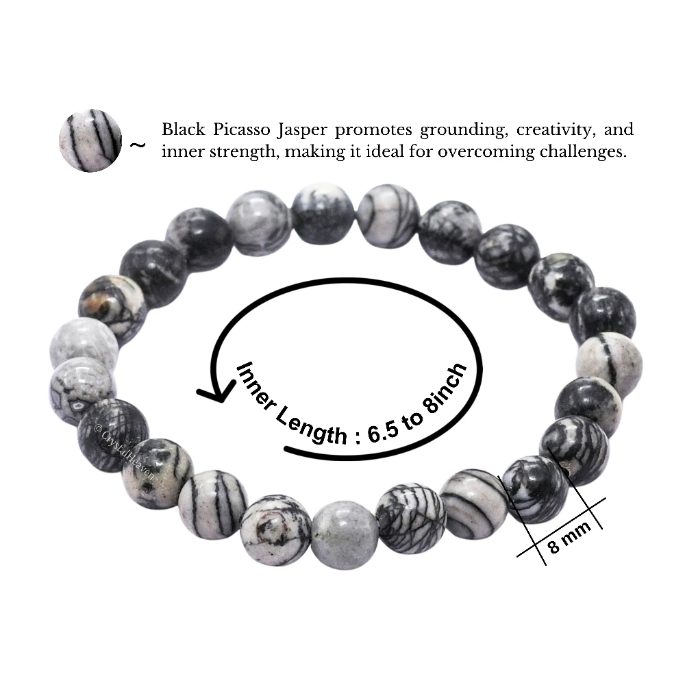 Black Picasso Jasper Bracelet (Elastic)