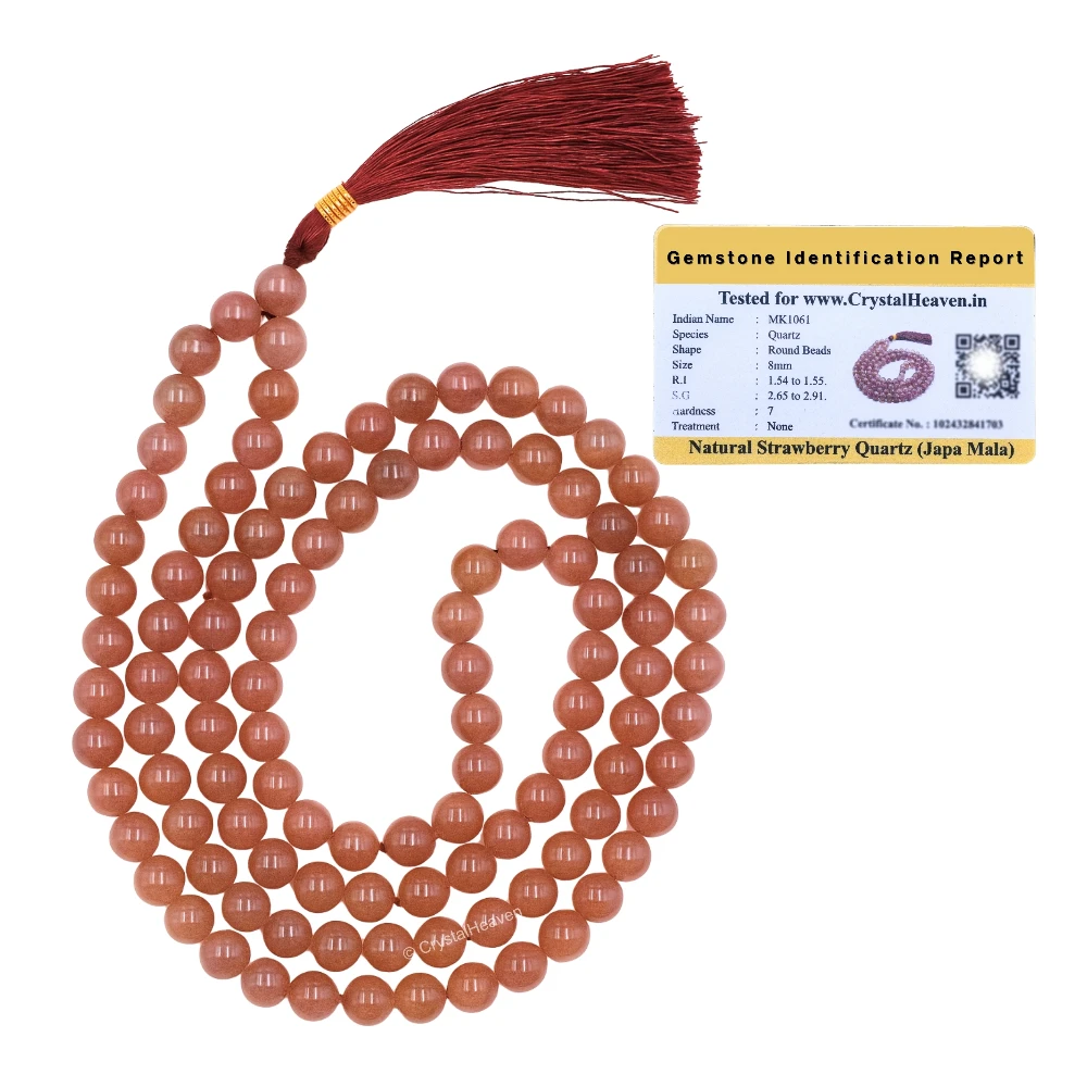 Strawberry Quartz Japa Mala (Without Knot)