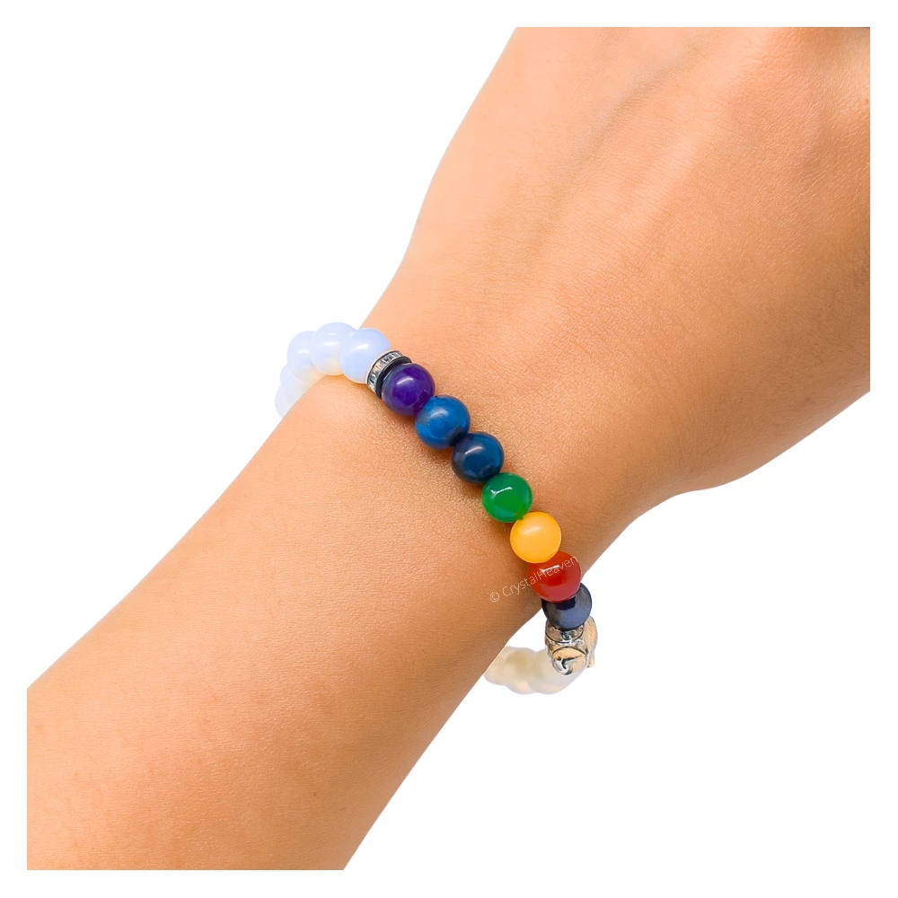 Opalite Chakra With Buddha Bracelet (Elastic)