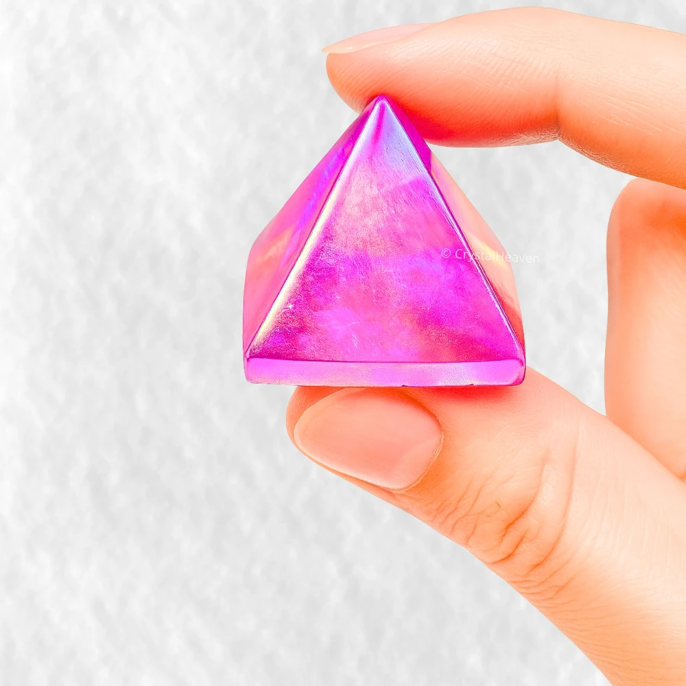 Angel Aura Rose Quartz Pyramid (1 Inch)