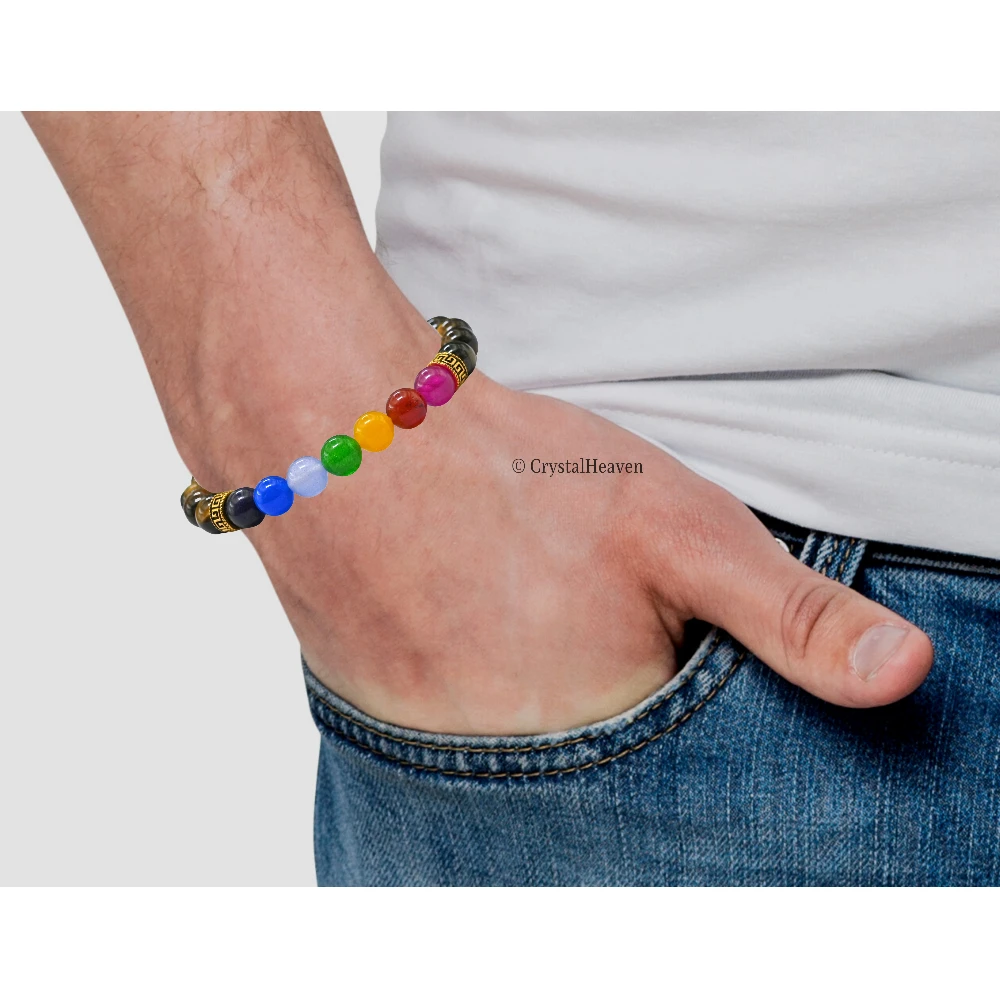 Tiger eye Chakra with Hamsa Bracelet (Elastic)