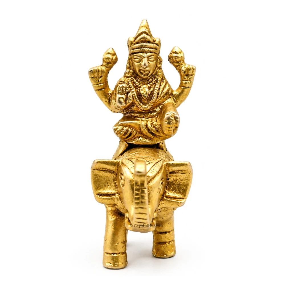 Lakshmi Sitting on Elephant Bass Idol Figurine (125 Gram, 2.2 Inch)