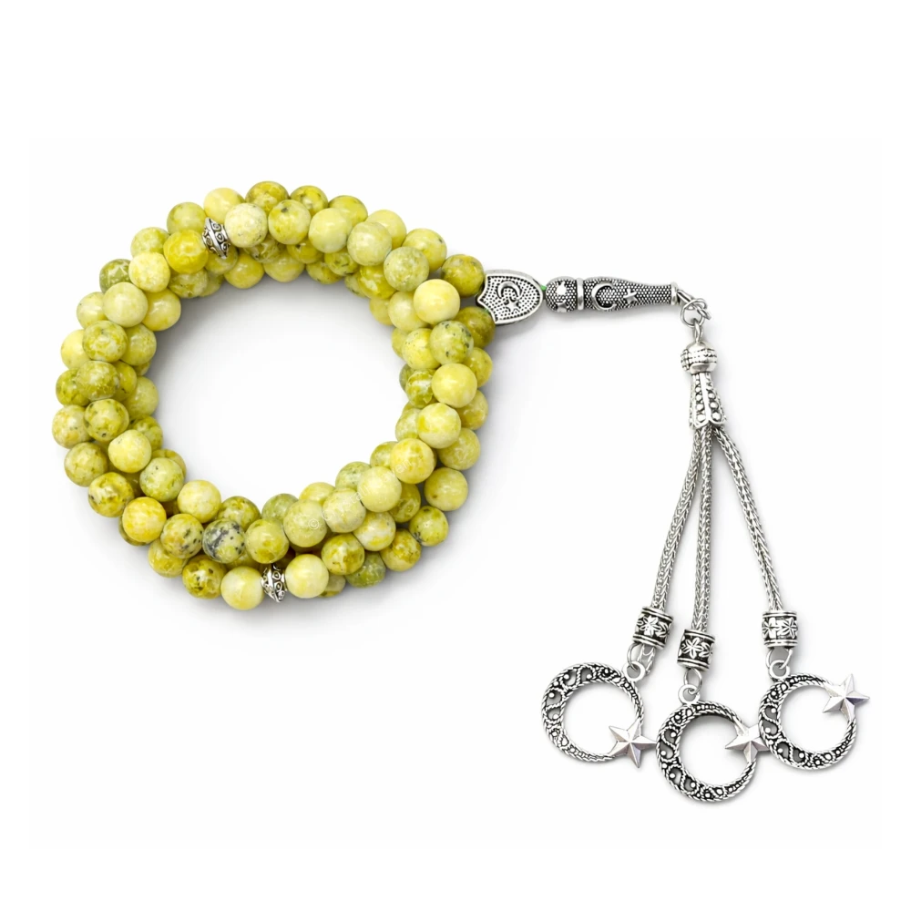 Serpentine Crystal Tasbih (Silver)