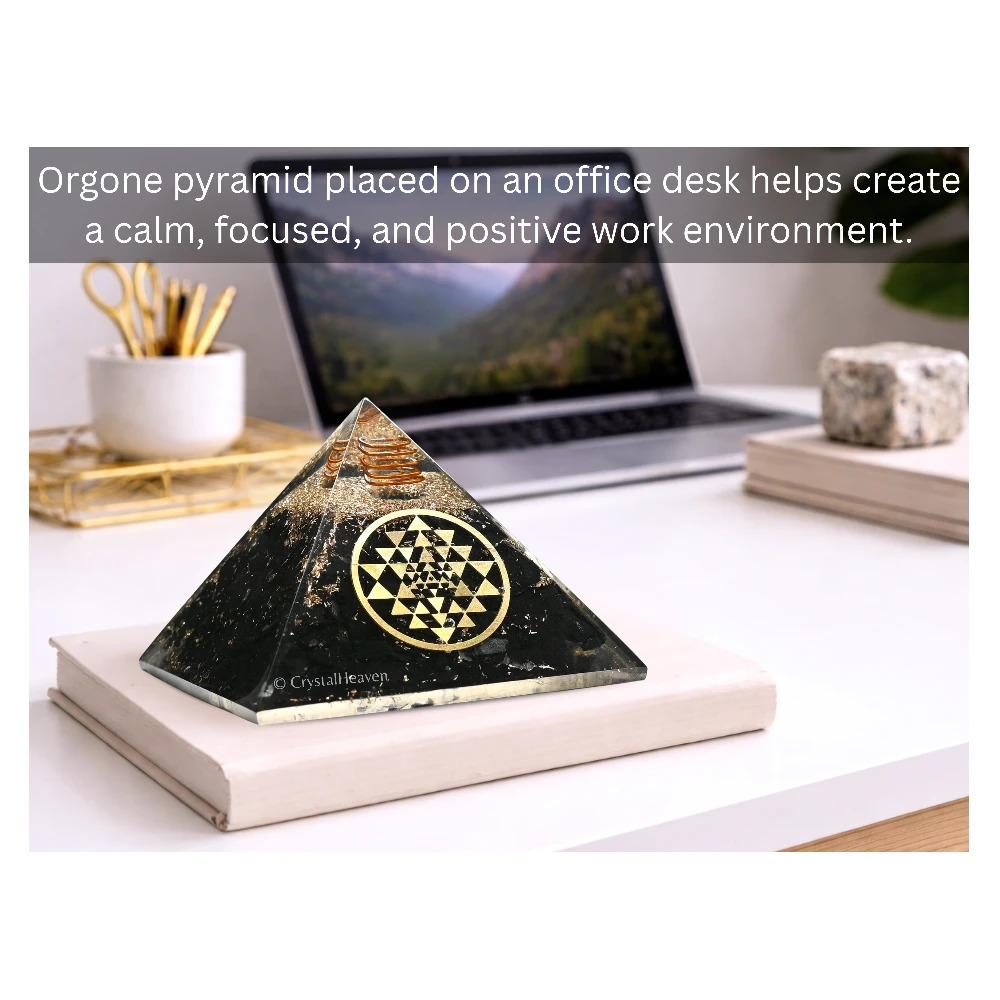 Black Tourmaline Orgone Pyramid (Round shriyantra)