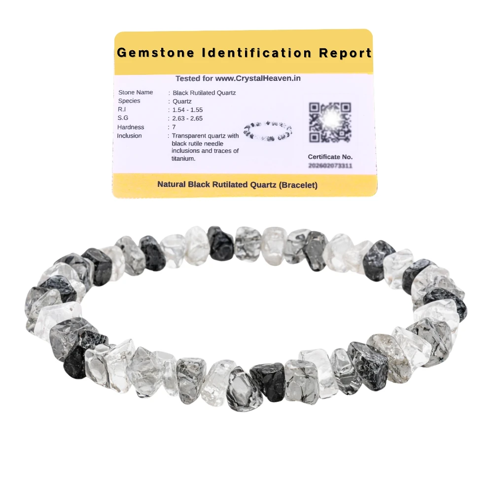 Black Rutilated Quartz Chips Bracelet