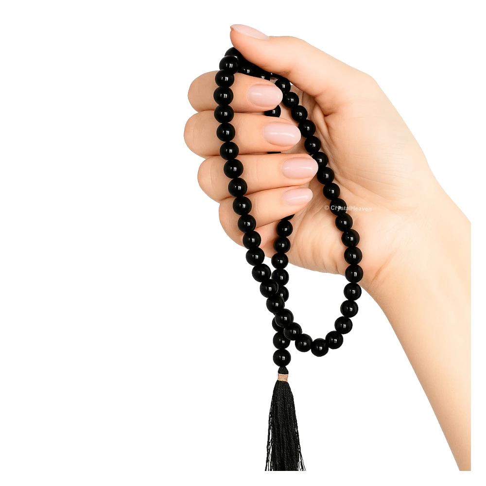 Black Obsidian Japa Mala (Without Knot)