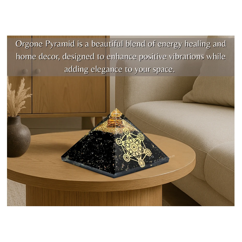 Black Tourmaline Orgone Pyramid (Chakra Metatron cube)
