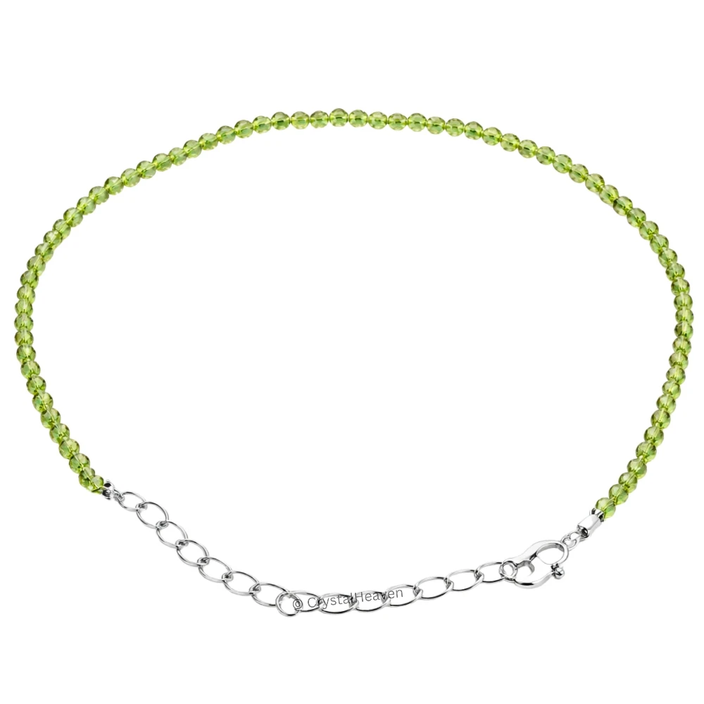 Peridot Bracelets - 2mm Faceted Beads (Silver)